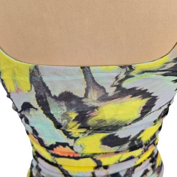 Free People NWT Blue and Yellow Ruched Tie Shoulder Tank Top Sz XS & S - Picture 6 of 12